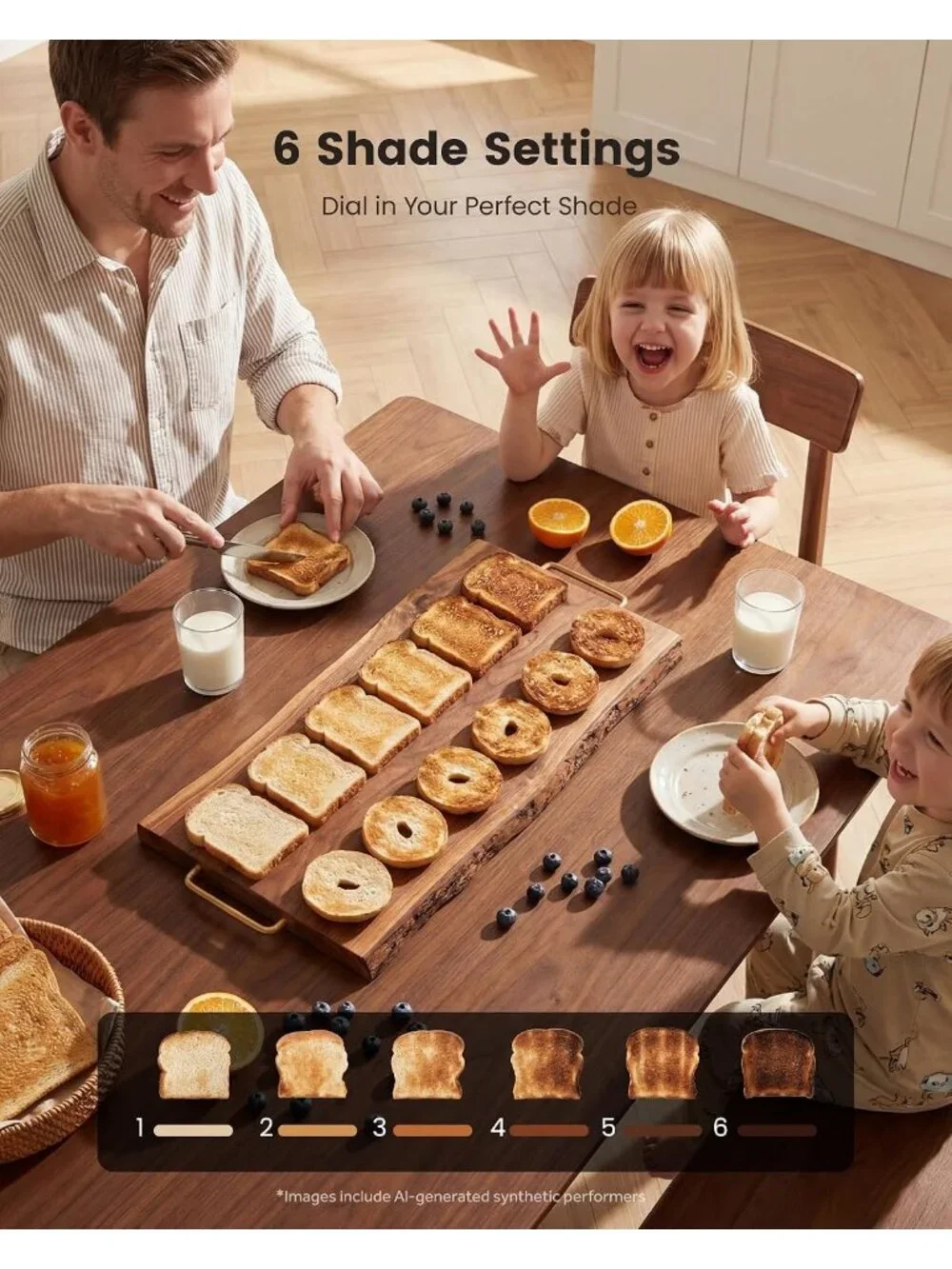 4 Slice Black Long Slot Touch Screen with Digital Countdown Retro Toaster